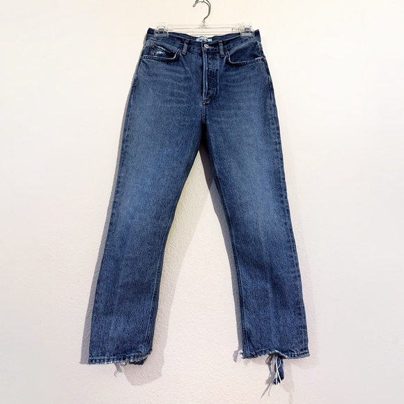 Agolde Riley High Rise Straight Crop in Emulsion 25 High Rise Ankle Chewed Hem - Picture 17 of 17